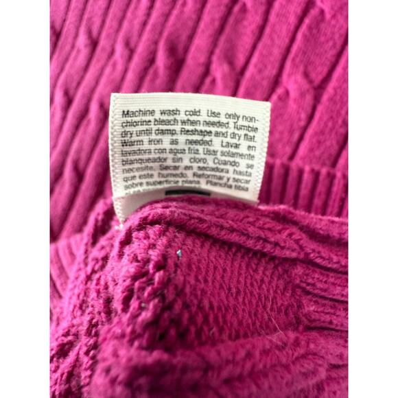 St Johns Bay Size M Cable Knit Sweater Purple Round Neck Long Sleeve - Picture 7 of 8